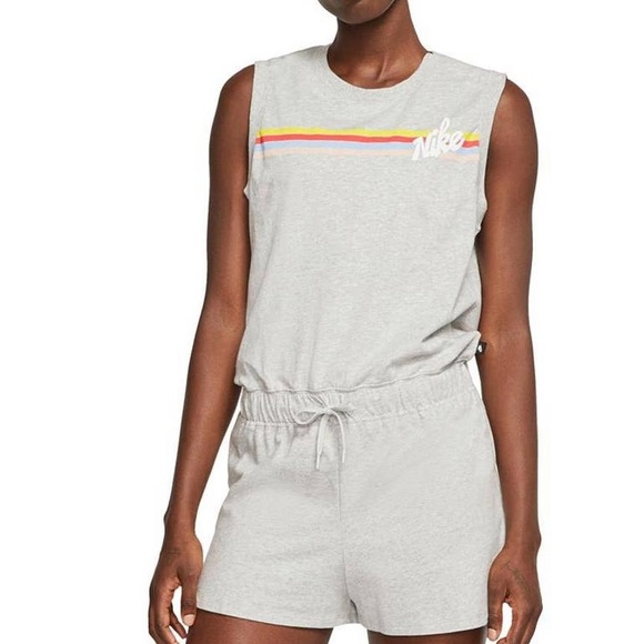 Nike retro rainbow grey jumpsuit shorts size M new - Picture 1 of 5